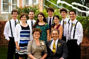 Mrs. Nebraska 1984 and her husband with their 8 children in 2012